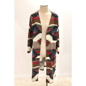 Ali Miles Cardigan Duster Sweater Size XL Southwestern Navajo Western Chic